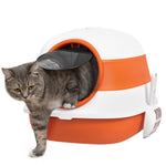 Foldable Cat Litter Tray W/ Lid, Deodorant, Scoop | Orange