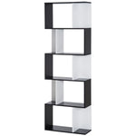 5-tier Bookcase Storage Display Shelving S Shape Design Unit | One Size | Black