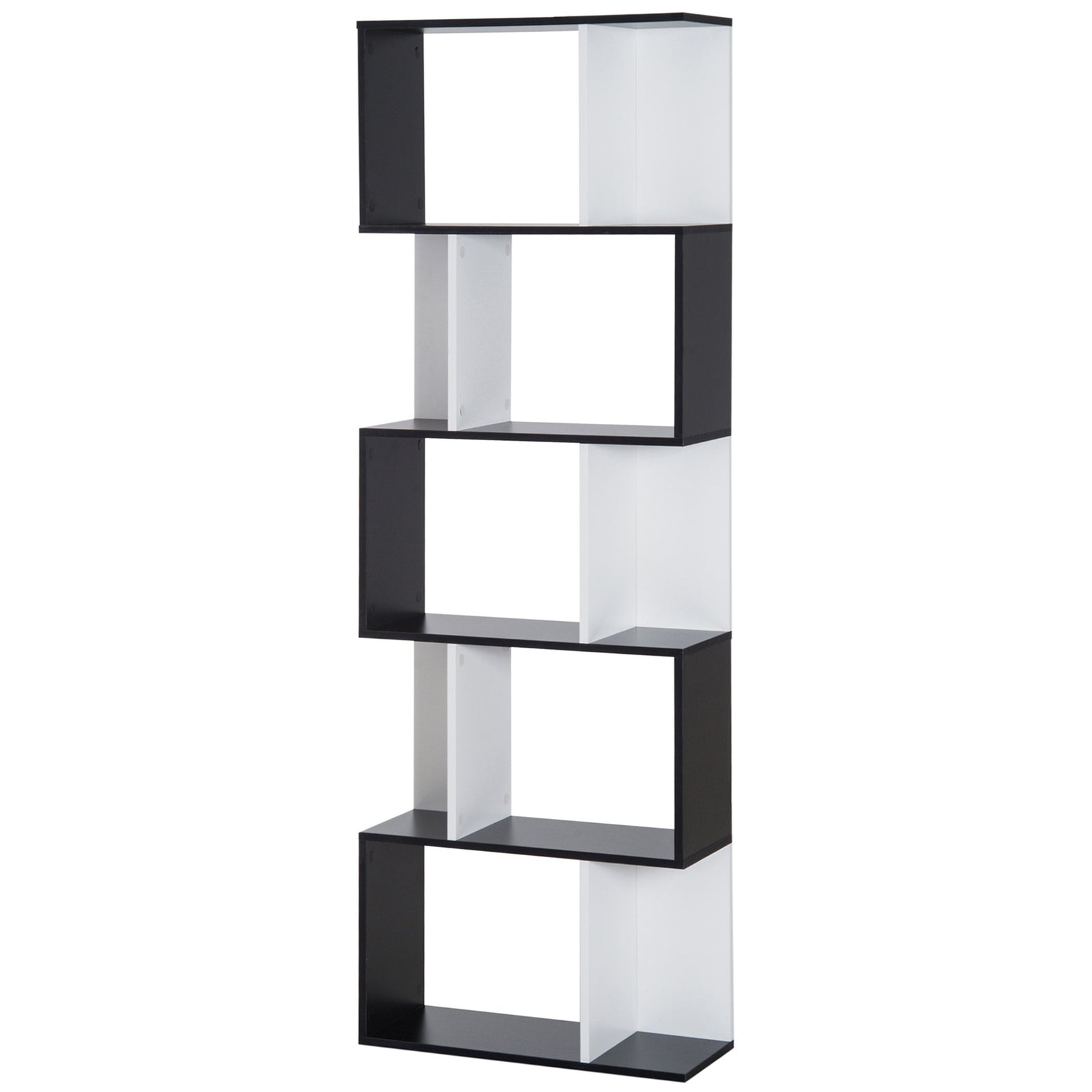 5-tier Bookcase Storage Display Shelving S Shape Design Unit | One Size | Black
