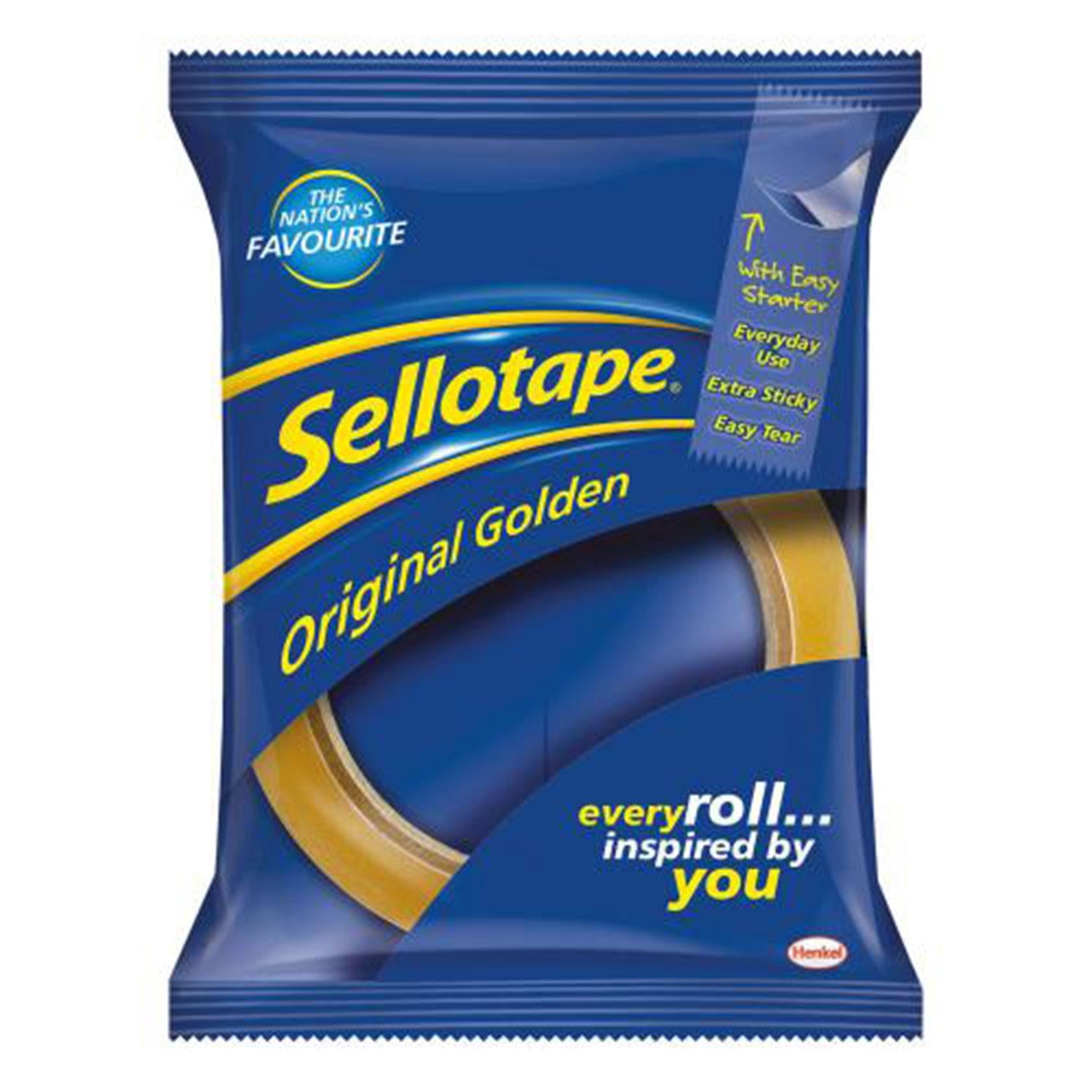 12x Sellotape Original Golden Multi-purpose Easy-to-use Clear Tape, 24mmx66m
