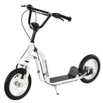Dual Brakes Kick Scooter 12-inch Inflatable Wheel Ride On Toy For Age 5+ | White