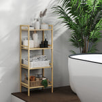 4-tier Bamboo Bathroom Storage Shelf With Adjustable Rack | One Size | Natural