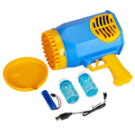 69 Hole Bubble Gun - Fun For Kids - Outdoor Toys For Boys & Girls - Shoots 100+ Bubbles A Minute - Built In Leds - Durable & Lightweight - Rechargeable - Includes 2x 50ml Solution