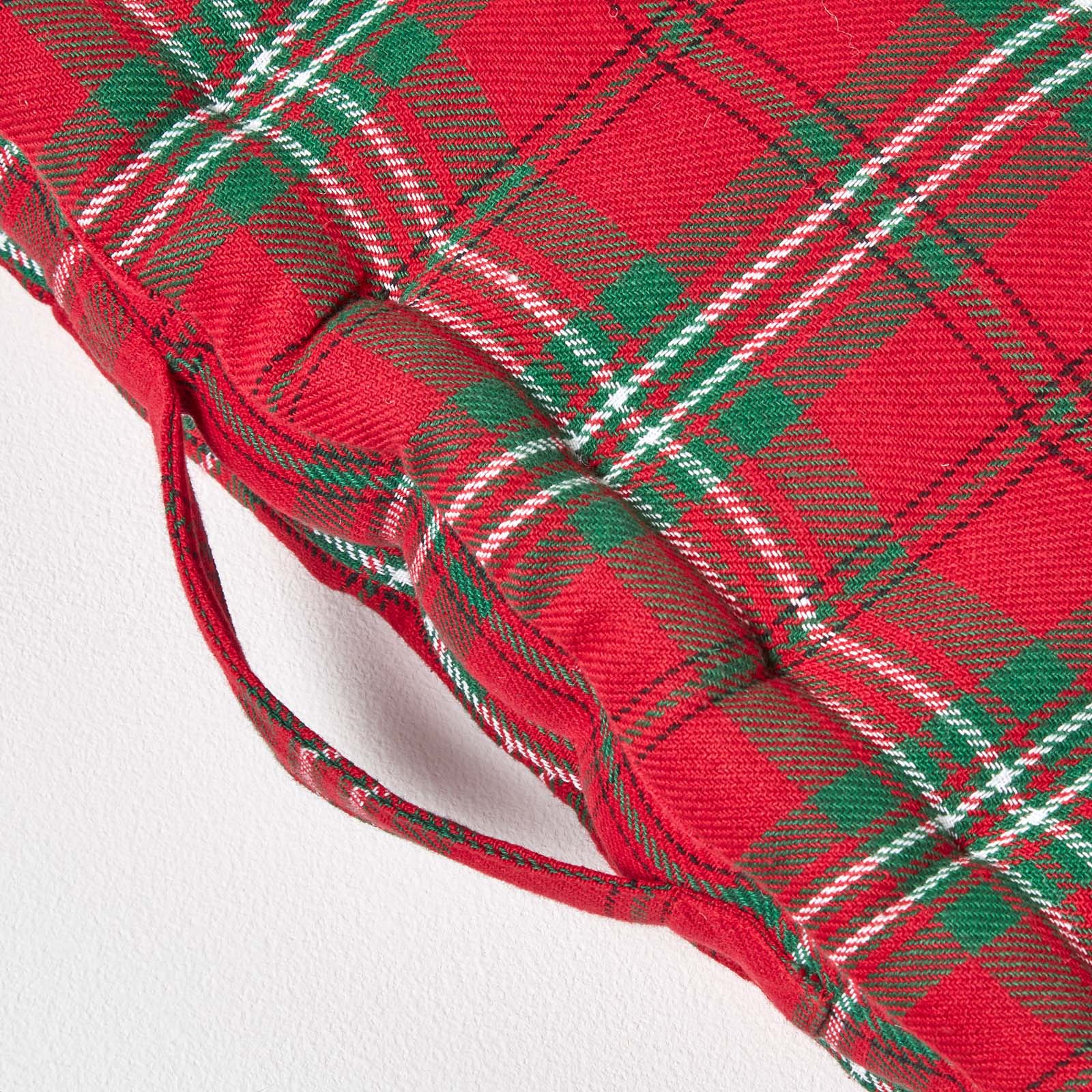 Cotton Tartan Check Floor Cushion | 40cm x 40cm | Red
