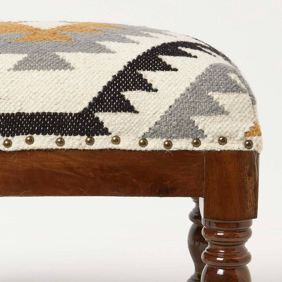 Agra Handwoven Kilim Footstool | 50cm x 30cm | Multi Colour