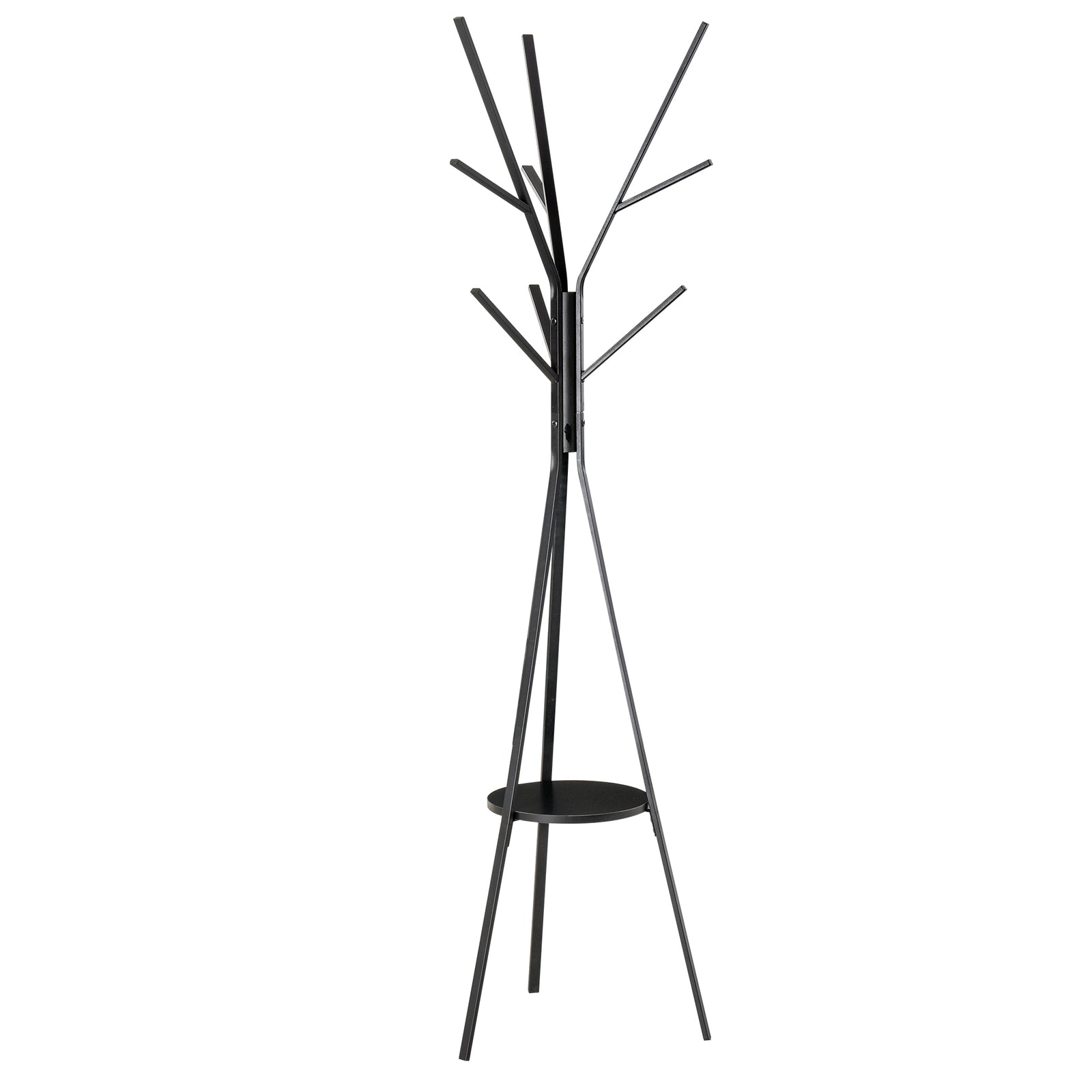 180cm Free Standing Coat Rack Metal Shelf Holder Stand | One Size | Black