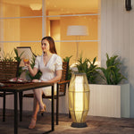 Grey Solar Rattan Floor Lamp