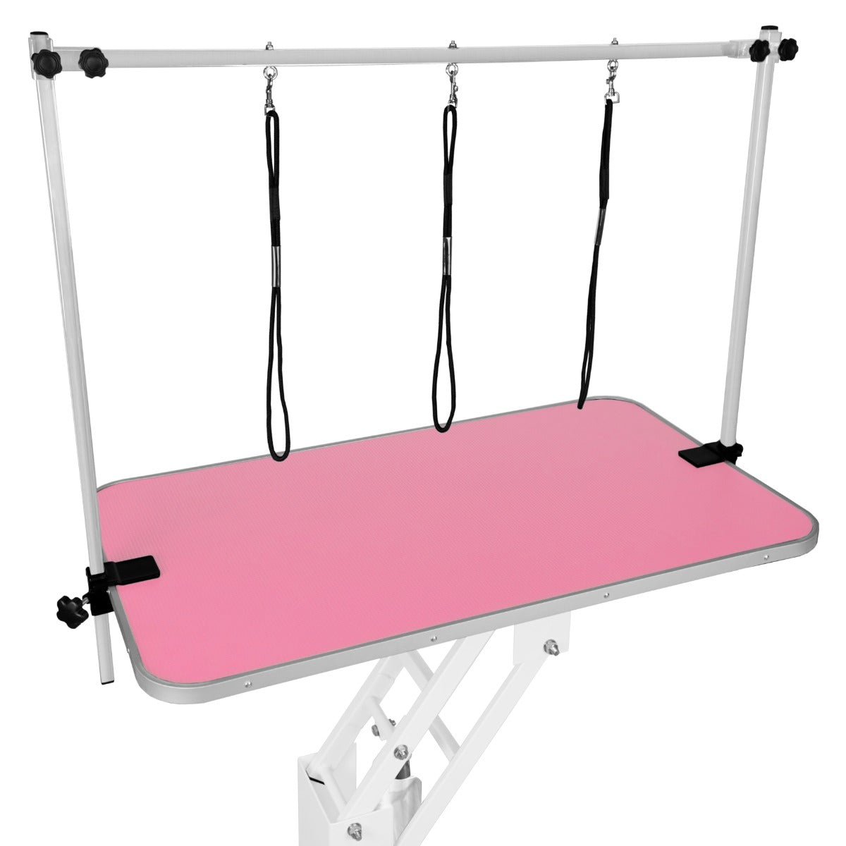 White Hydraulic Grooming Table | Pink