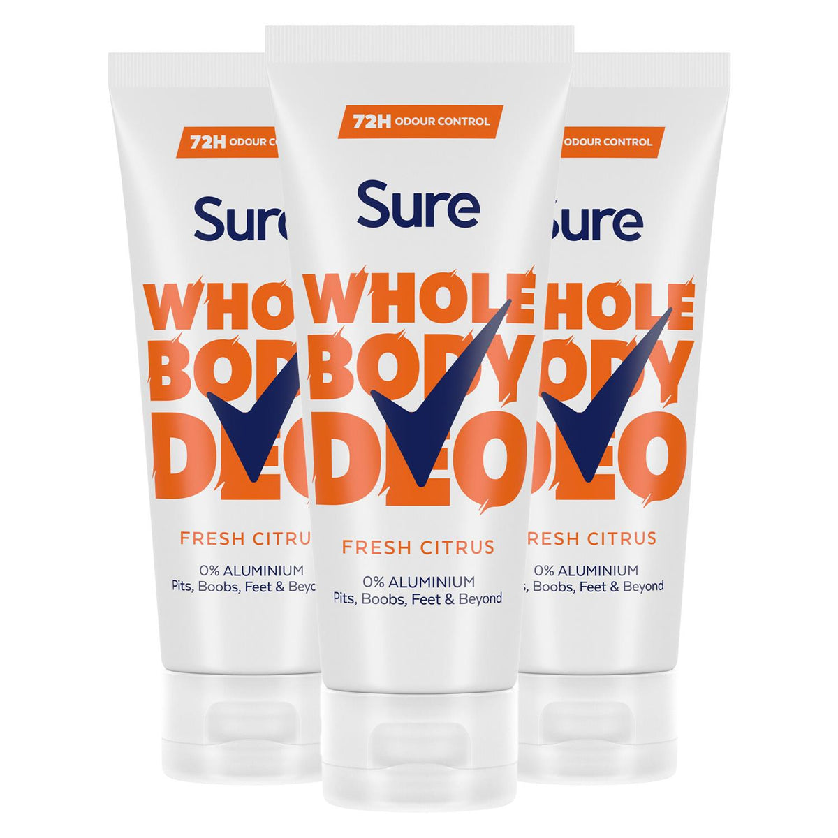 Fresh Citrus Whole Body Deodorant Cream Aluminium Free 50ml, 3 Pack | Set of 3
