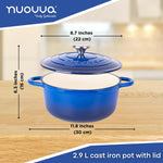 Cast Iron Dutch Oven Casserole Pot With Lid - 22cm (2.9l) | Dark Blue