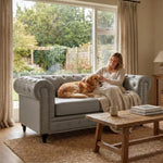 Chesterfield Scroll Arm Faux Leather Sofa 2 Seater | Grey