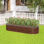 160/240cm W X 80cm D X 42cm H Green Raised Garden Bed With Safety Edging & Ground Stakes Oval-shaped Galvanised Steel Raised Garden Bed | Large | Brown