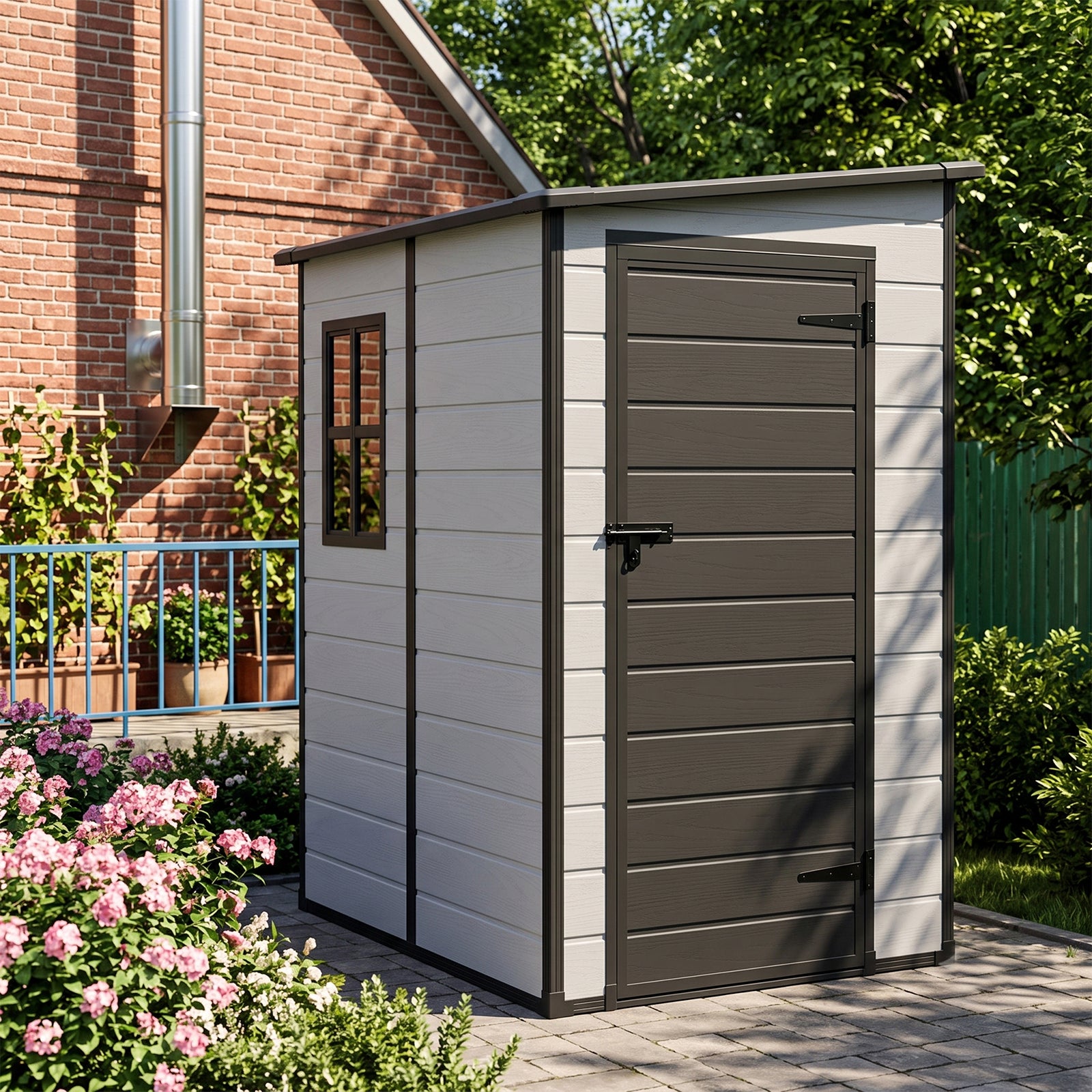 Breeins 5x4 Ft Pent Roof Garden Plastic Storage Shed