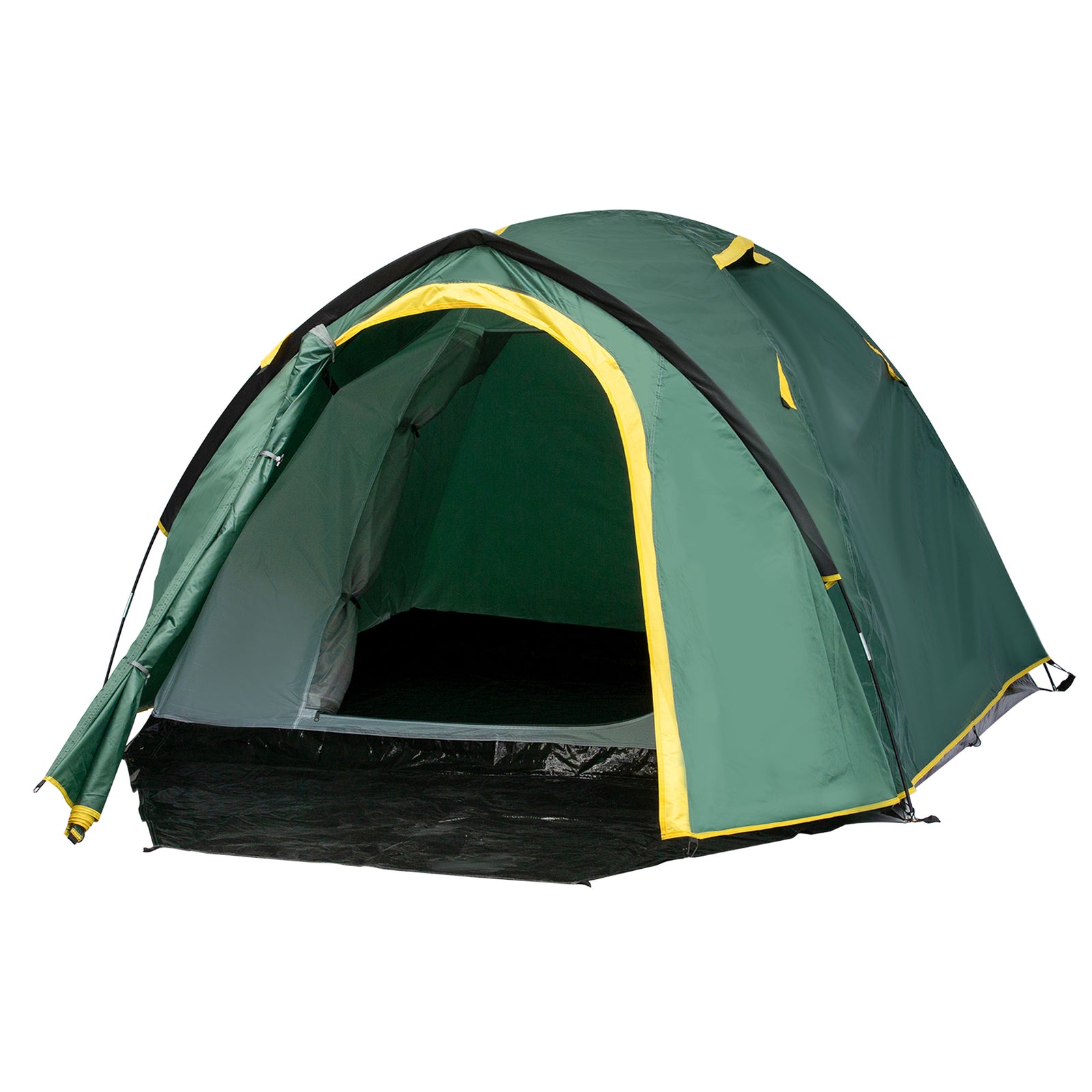 Compact Camping Tent W/ Vestibule & Mesh Vents For Hiking | Multi Colour