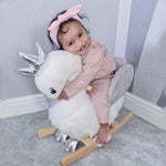Cute Kids Ride-on Rocking Swan W/ Sound Handlebars Seat Belt Plush Body