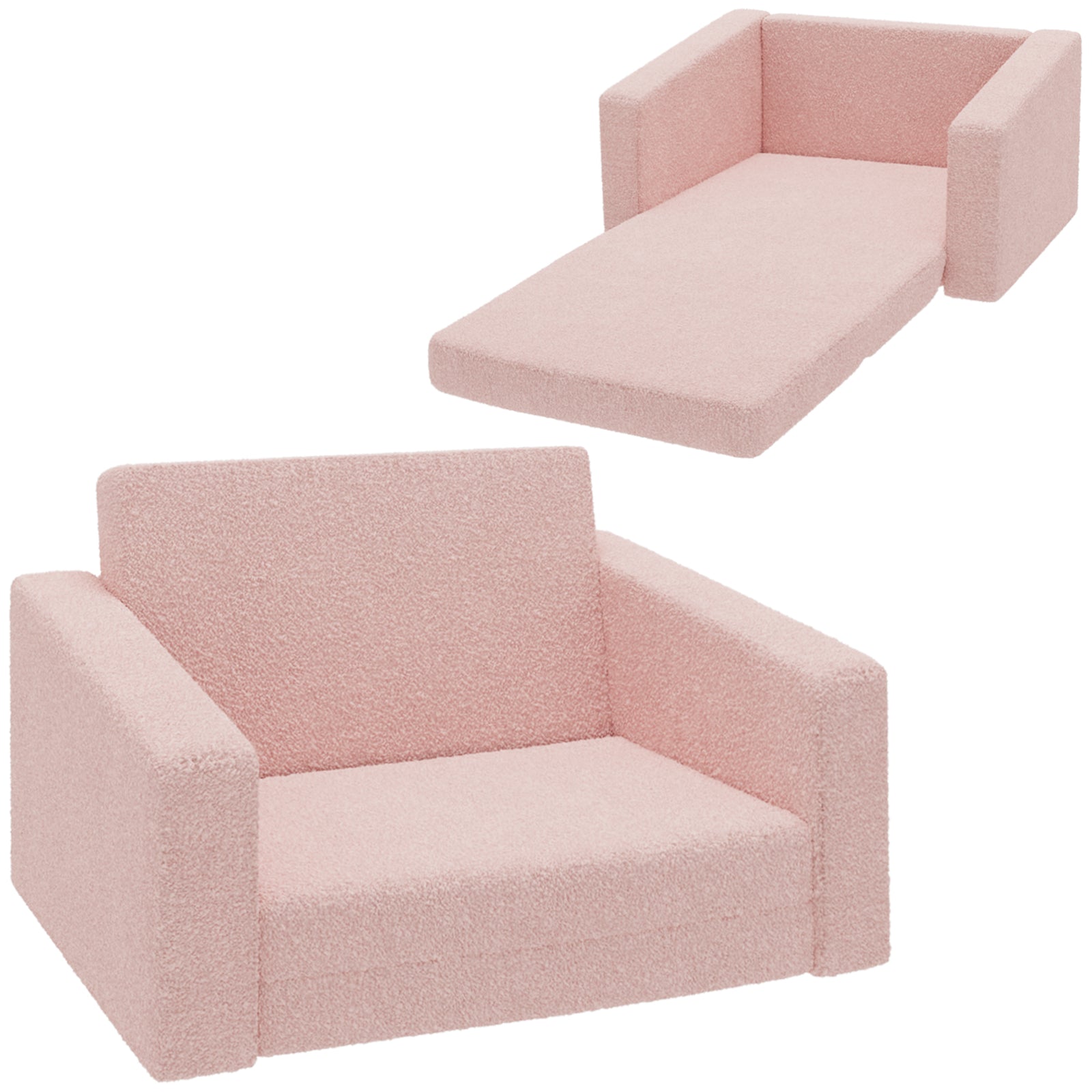 2 In 1 Kids Chair Recliner With Washable Cushion, Cover | Pink