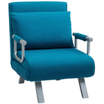 Sofa Bed Foldable Portable Armchair Sleeper With Pillow | One Size | Blue