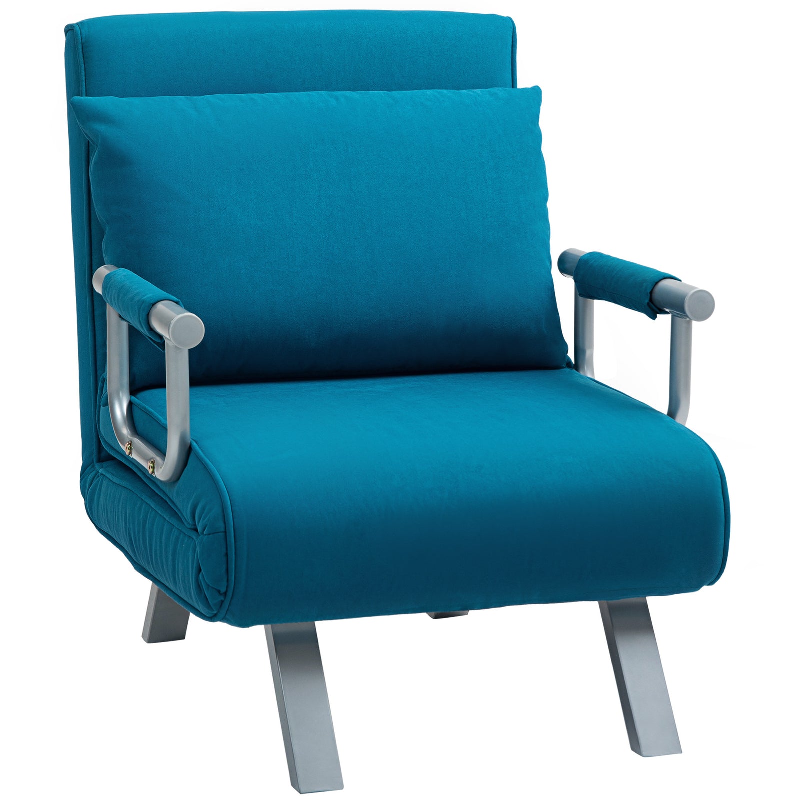 Sofa Bed Foldable Portable Armchair Sleeper With Pillow | One Size | Blue