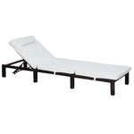 Rattan Reclining Sun Lounger With Cushion | Cream