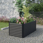 Rectangular Raised Garden Bed – Durable Steel Raised Planter With Safe Edges,160cm W X 80cm D X 60cm H,3 Support Bars | Black