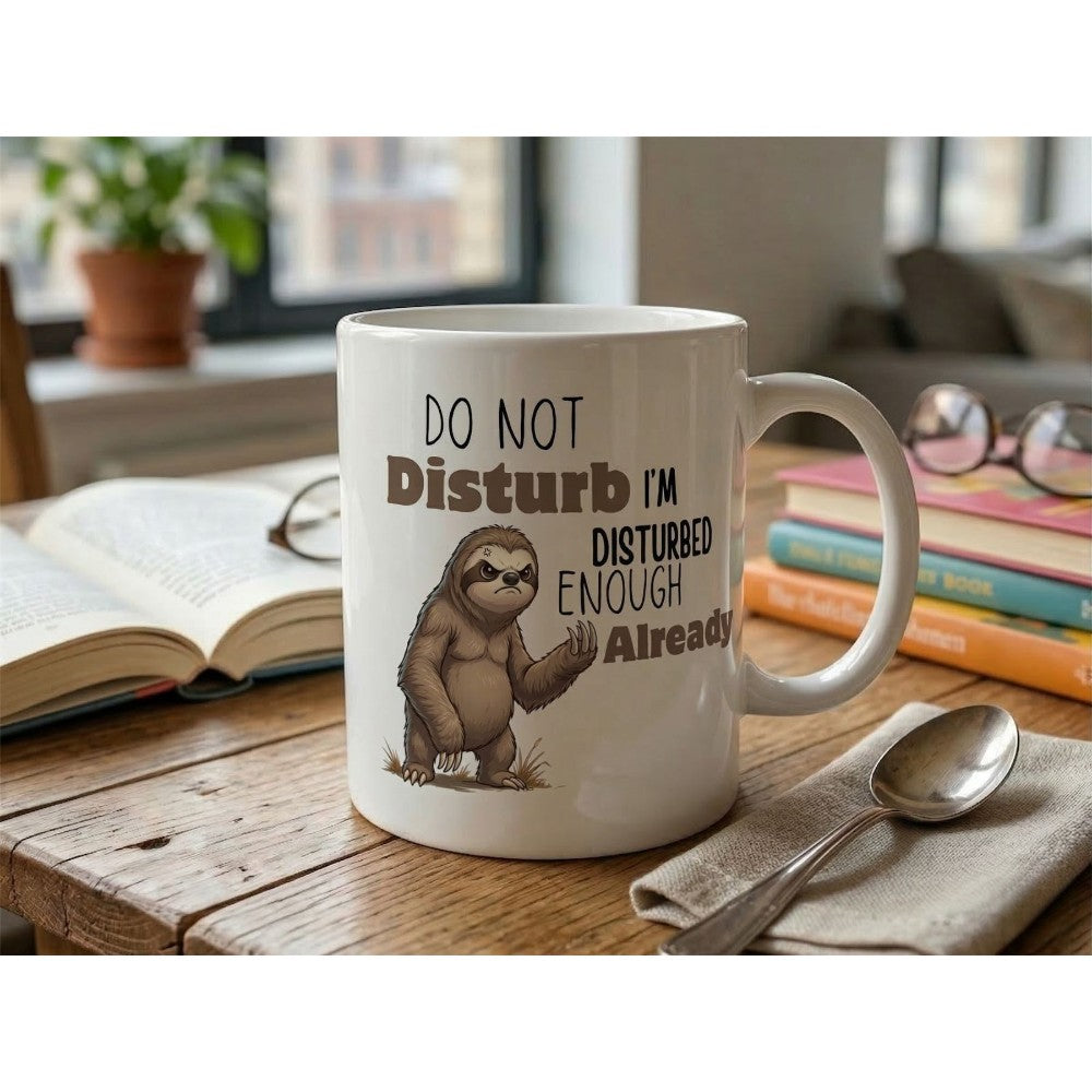 Dyzi Do Not Disturb I’m Disturbed Enough Already Quote Ceramic Mug White