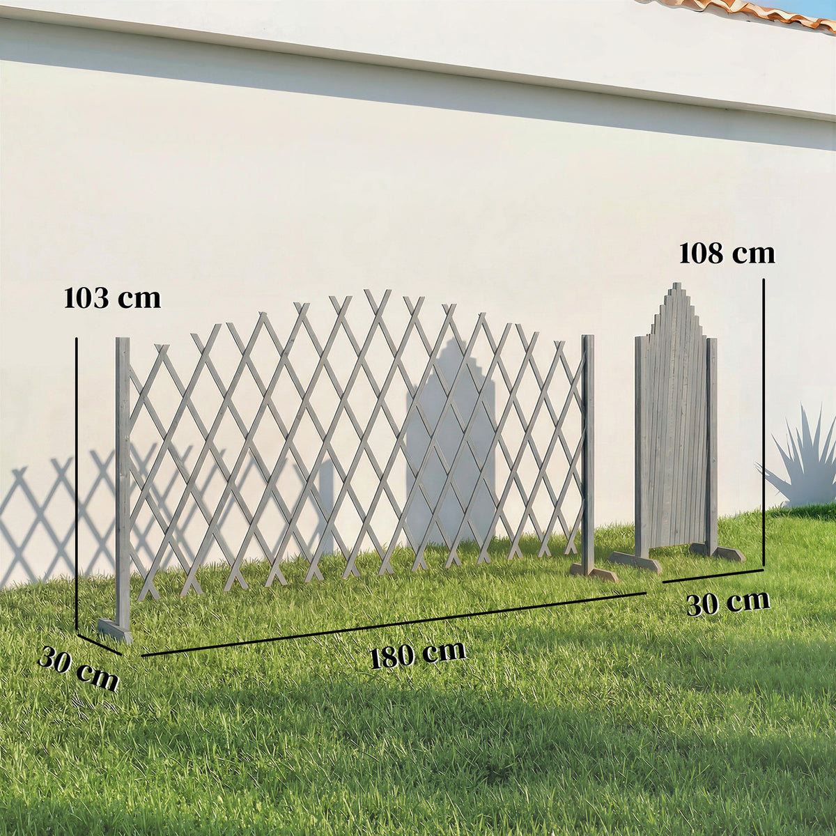 Outsunny Wooden Expanding Fence Panels, 180 X 30 X 103cm
