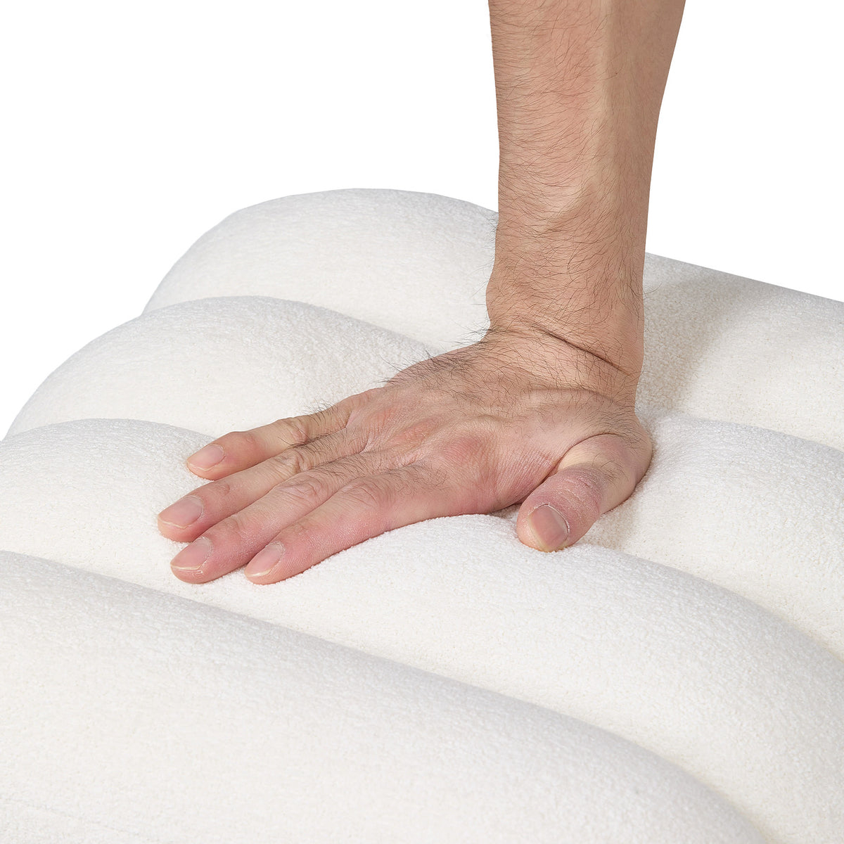 Modern U-shaped Upholstered Footstool | One Size | White