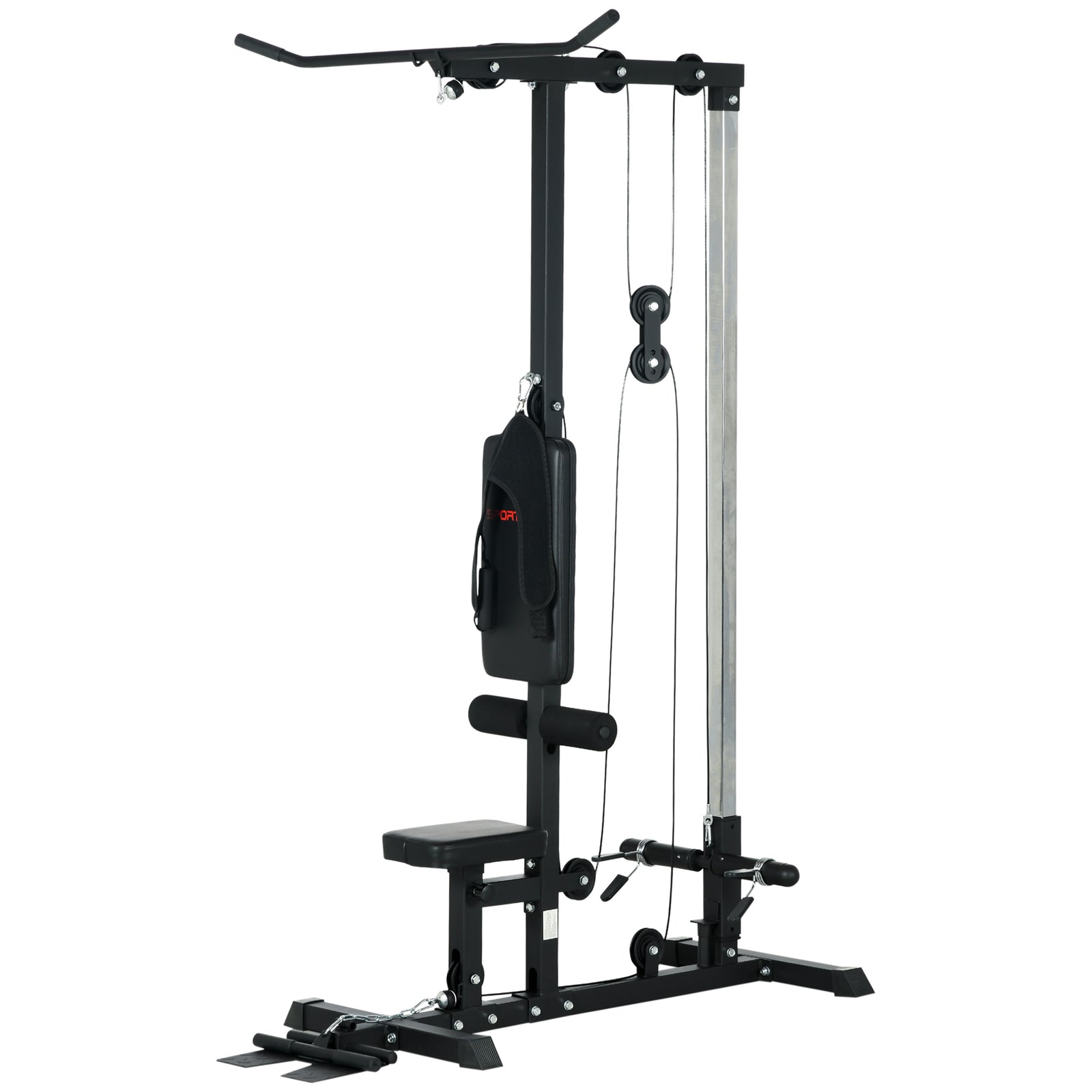 Pull Up Bar Stand Power Cage With Adjustable Seat | Black