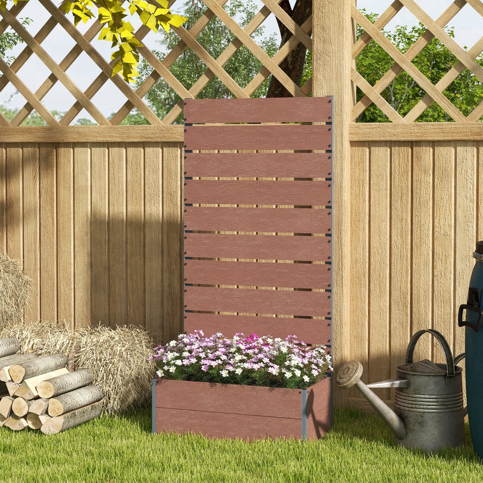 Planter With Trellis For Vines 72x38x150cm | Brown