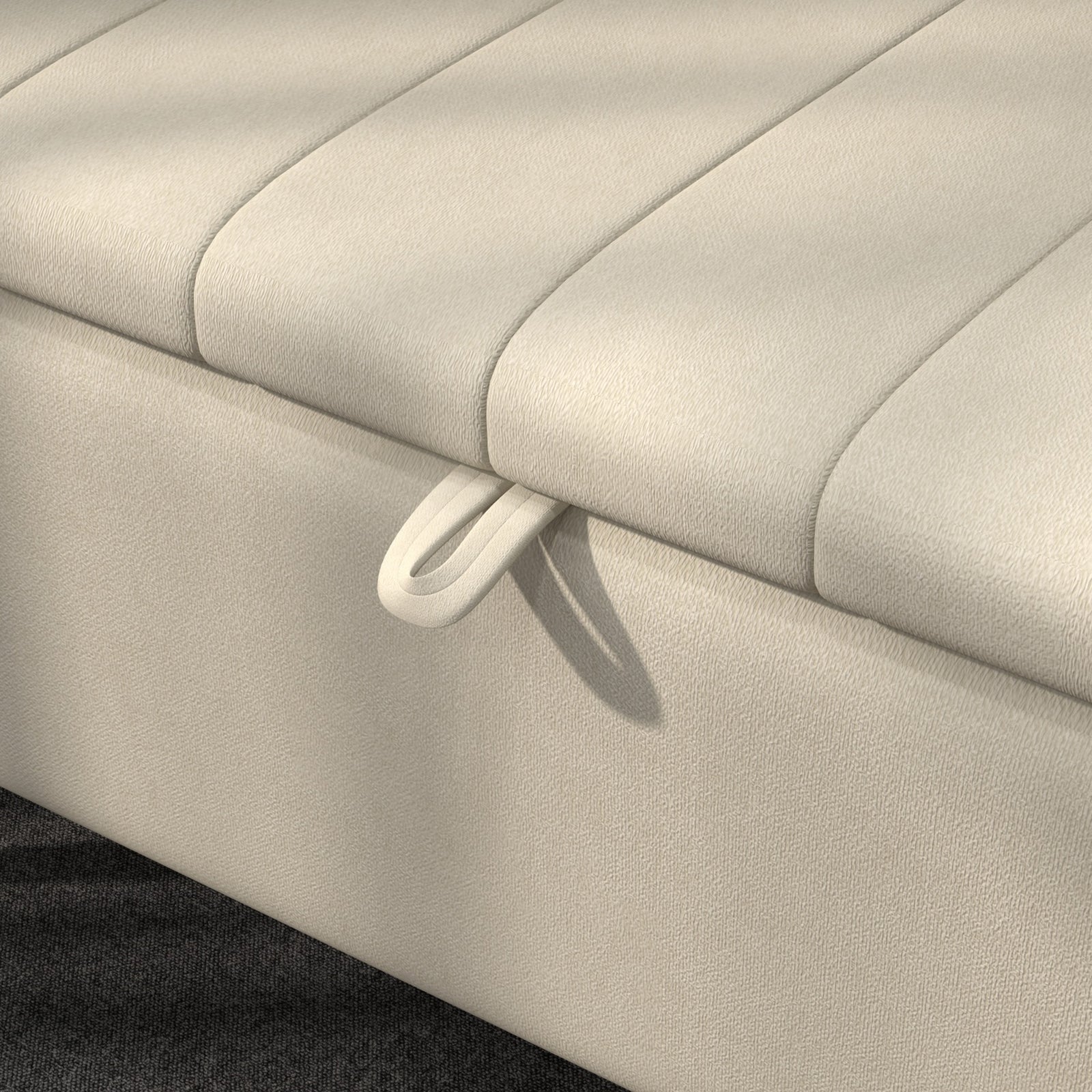 Storage Ottoman, Linen Fabric Bench With Flip Top