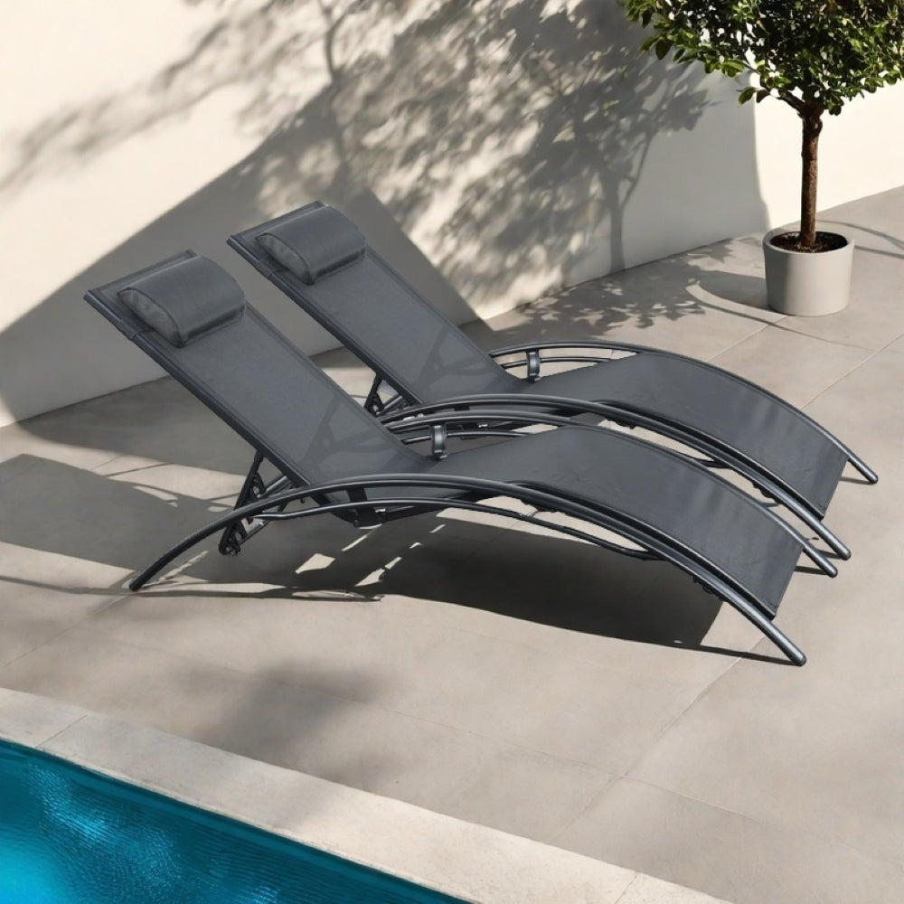 Pair Of Bali Sun Loungers | Set of 2 | Black