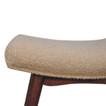 Solid Wood Honey Caramel Boucle Cream Curved Bench