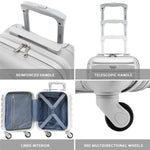 40x30x20cm Cabin Carry-on Suitcase - Lightweight, Durable, 4-wheel Luggage - 100+ Airlines Approved | Cabin | Silver