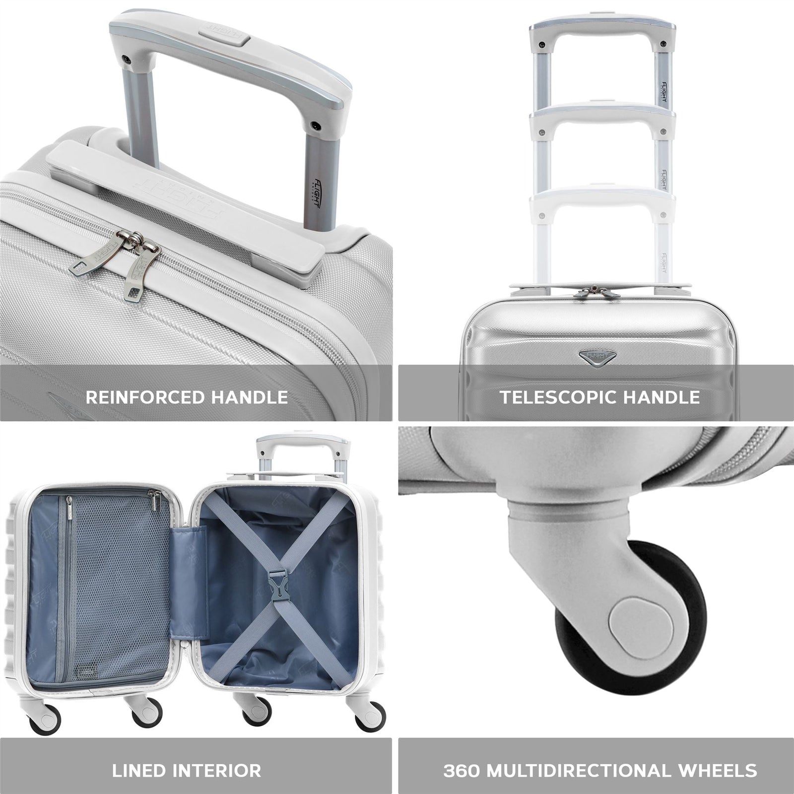 40x30x20cm Cabin Carry-on Suitcase - Lightweight, Durable, 4-wheel Luggage - 100+ Airlines Approved | Cabin | Silver