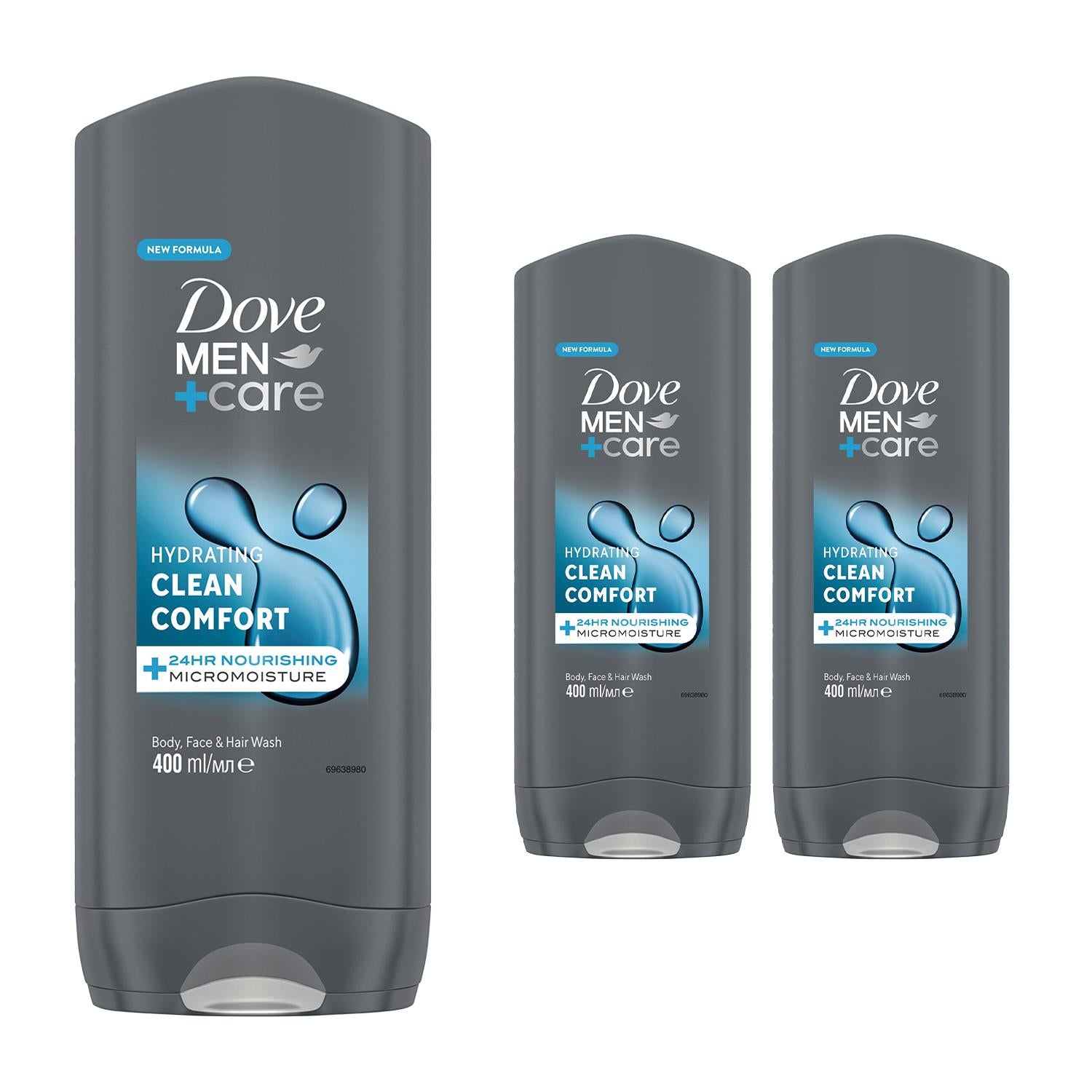 Men+care Hydrating Clean Comfort 3-in-1 Hair, Body And Face Wash, 3 Pack