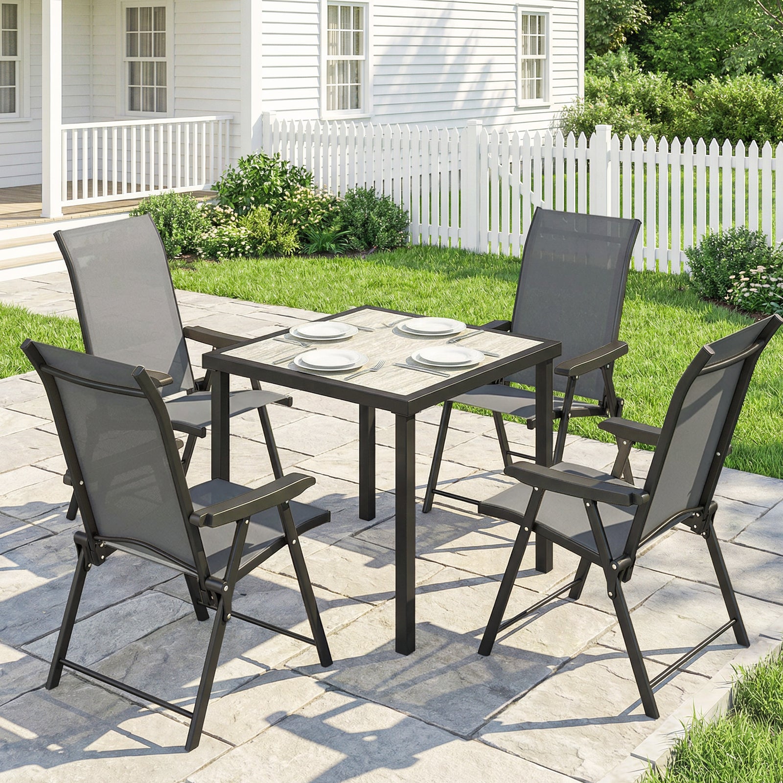 5 Pieces Outdoor Dining Set, Garden Dining Set For 4 | Grey