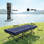 Camping Cot Heavy Duty Folding Bed With Soft Pad | Blue