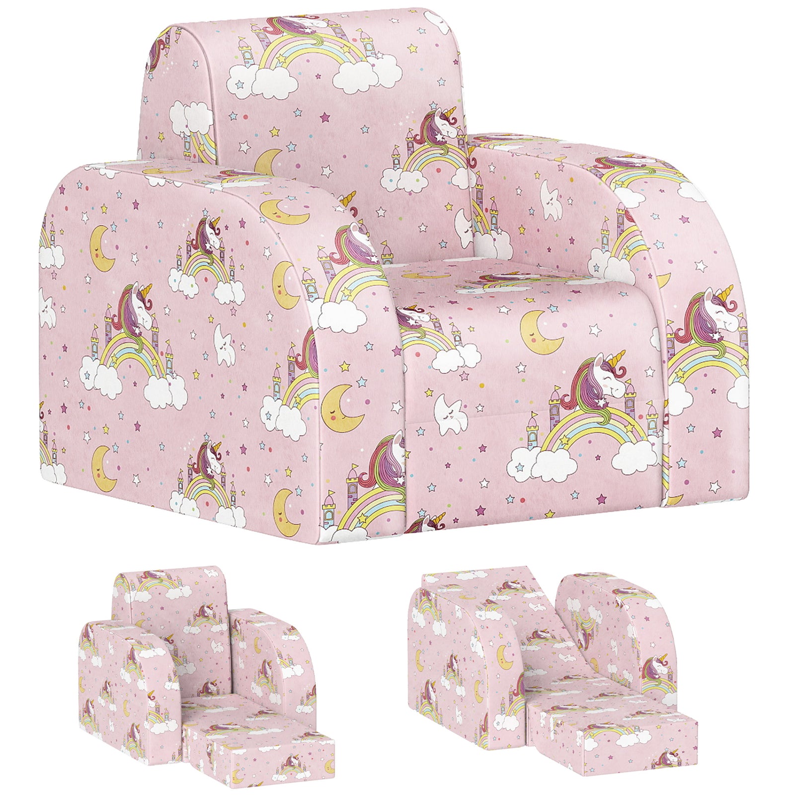 Kids Armchair, Foldable Toddler Chair For Bedroom | Pink