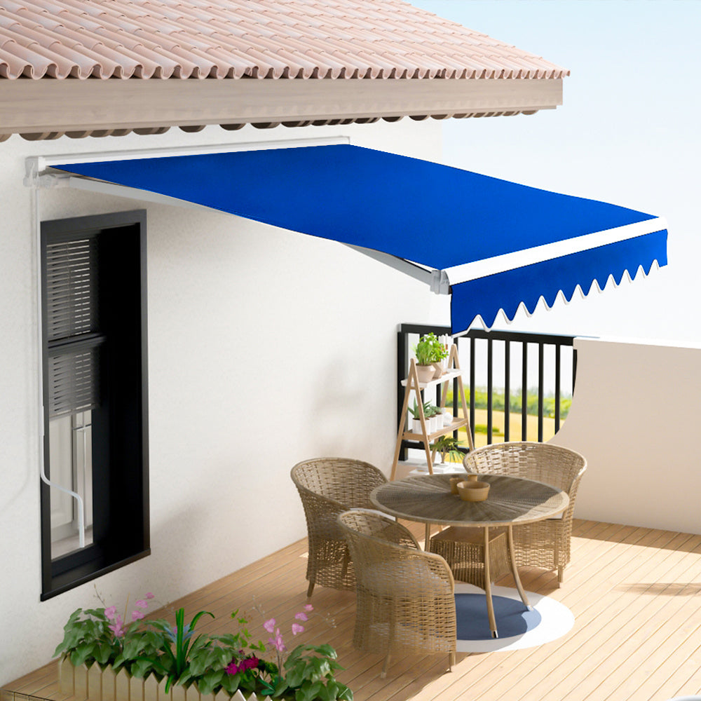 350cm W X 300cm D Outdoor Retractable Patio Awning For Window And Door | One Size | Blue