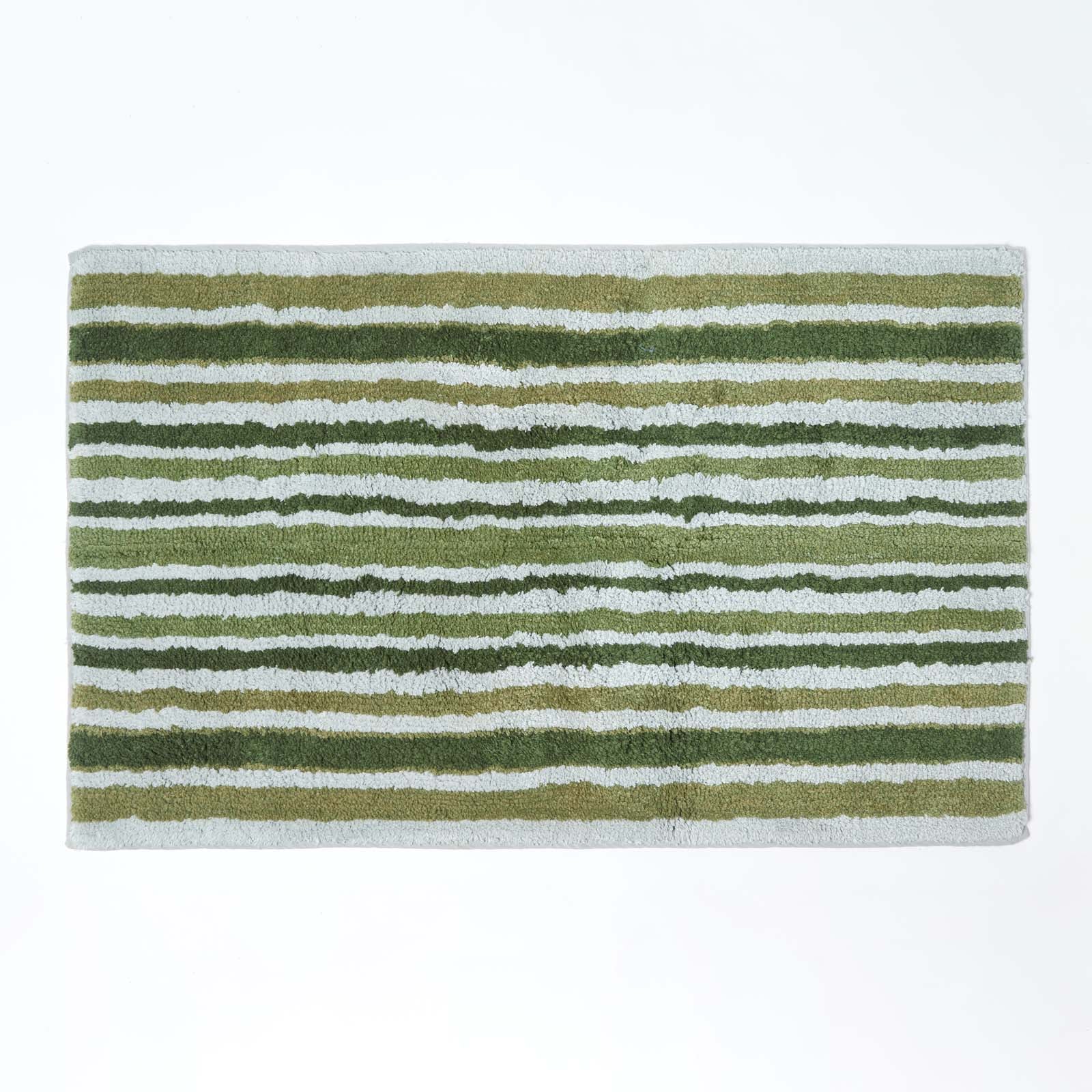 Stripe Cotton Bath Mat | 50 x 80cm | Green