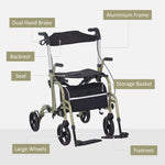 HOMCOM 2 In 1 Wheelchair & Folding Rollator Walker Combo