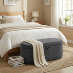 Storage Ottoman, Corduroy Ottoman Storage Box With Padded Seat | Dark Grey
