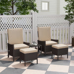 5 Pcs Rattan Garden Furniture Set W/ Cushions | Khaki
