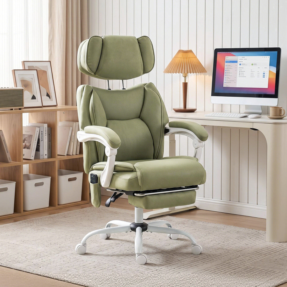 Vibration Massage Office Chair W/ Heat Reclining Function | Green