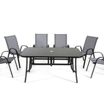 Rufford 6-seater Black And Grey Metal Garden Dining Set For Stylish Outdoor Dining | 6 | Black