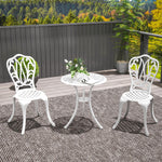 3 Piece Patio Bistro Set Outdoor Table Set | White