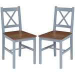 Wood Dining Chairs Set Of 2 W/ Cross Back | Gray