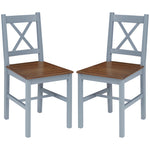Wood Dining Chairs Set Of 2 W/ Cross Back