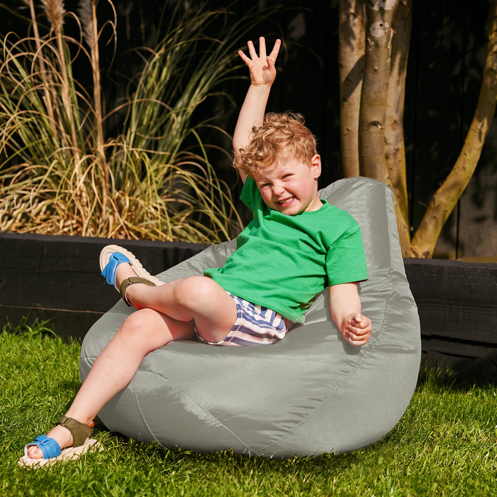 Kids High Back Bean Bag Chair | Gray