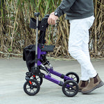 Folding Rollator Walker With Seat, Backrest, Bag, 4 Wheels | One Size | Purple